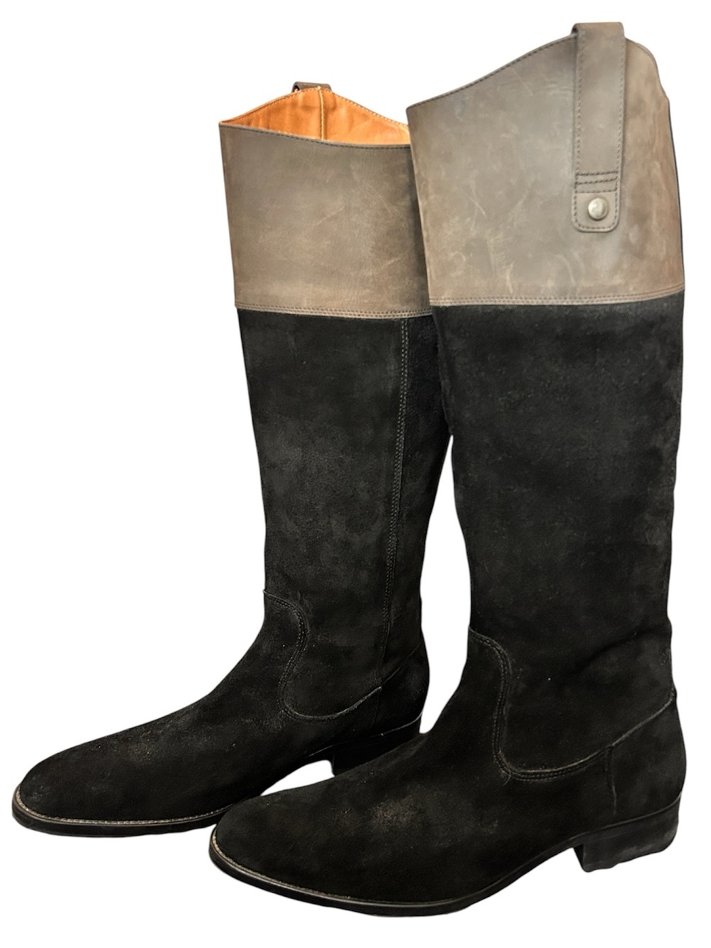 Aigle Two-Tone Black and Brown Leather Suede English Riding Boots